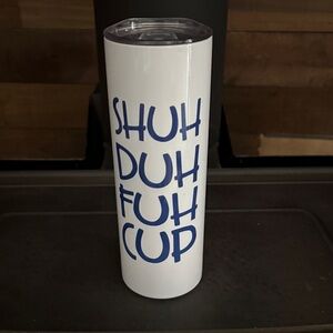 White and Blue Insulated Travel Tumbler